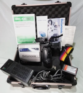 Sony BetaMovie Beta Max BMC-110 Camcorder w/Charger Manuals, Locking Case, Strap - Picture 1 of 24