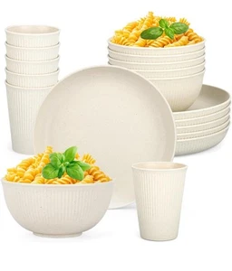 18PCS Wheat Straw Dinnerware Sets Unbreakable Reusable Dinnerware Set for 6, ... - Picture 1 of 7