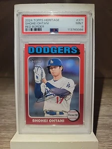 2024 TOPPS HERITAGE RED BORDER #371 SHOHEI OHTANI PSA 9 - Picture 1 of 1