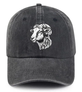 Goat Embroidered Hat for Men Women Dad Hat Baseball Cap Adjustable Unisex Black - Picture 1 of 5