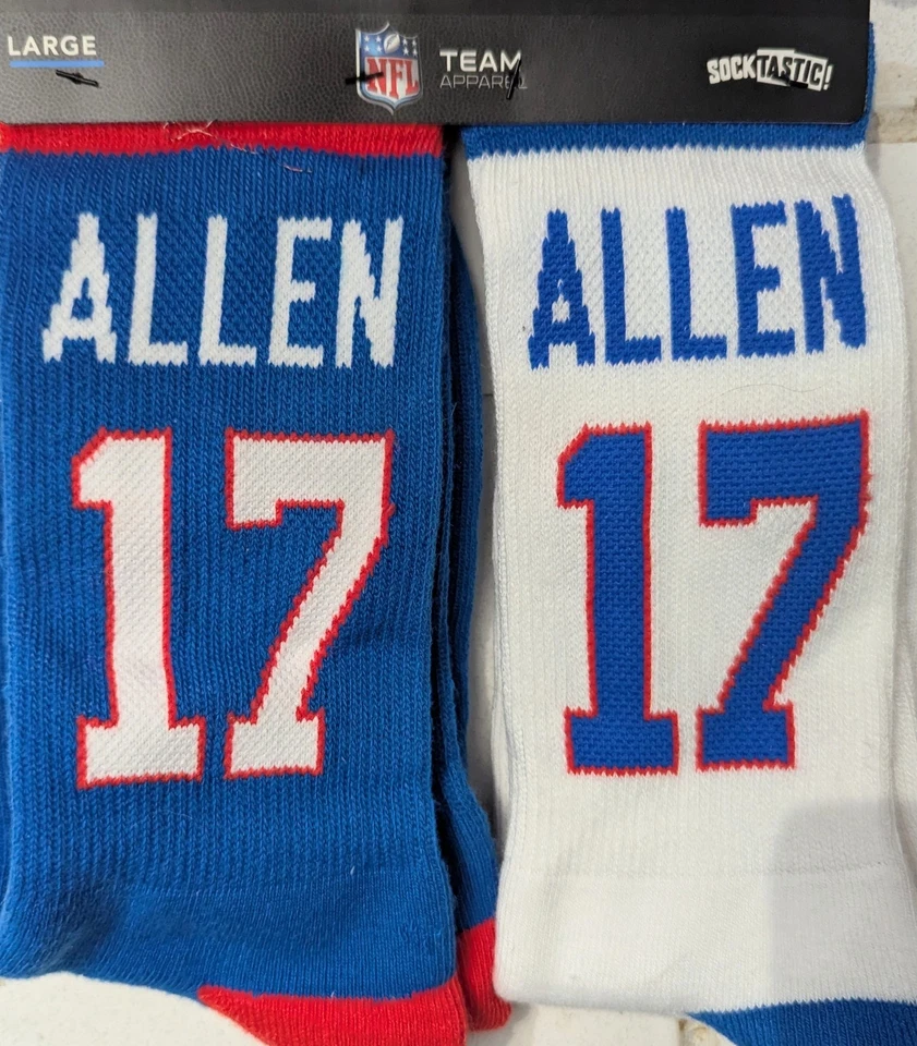 Josh Allen- Buffalo Bills NFL Team Apperal conjunto de calcetines nuevos, ¡con licencia NFL! Foto 1 de 3