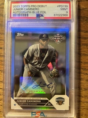 2023 Topps Pro Debut Junior Caminero #PD-139 Blue Foil Autographs /150 - Image 1 of 2