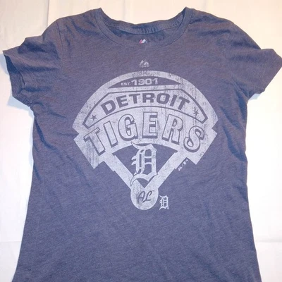 Camiseta para mujer Detroit Tigers, gris marino majestuoso desgastado aspecto vintage MED Foto 1 de 3