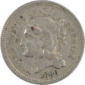 1880 Three Cent Nickel VF Uncertified #722 - Picture 1 of 2