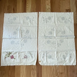 Wonderart Hemstitch Edge 2 Pillowcase Tubings Floral 100% Cotton Started USA VTG - Picture 1 of 14