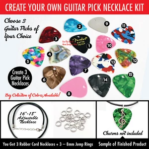 Create Your Own Unique Guitar Pick Necklace Kit - Picture 1 of 4