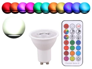 RGB+W LED Leuchtmittel Strahler 3W GU10 230V Fernbedienung RGB + kaltweiss - Picture 1 of 7
