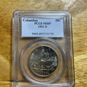 ❤️1992 D Columbus Quincentenary Commemorative Silver 50C - NGC MS 69❤️ - Picture 1 of 4