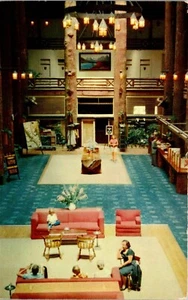 Vintage Postcard Lobby of Glacier National Park Lodge Hotel Montana MT ~ Retro  - Picture 1 of 3