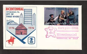 Fort Pitt USPS FDC SC #1629 - 1631 1976 13¢ Spirit of ’76 Pittsburgh PA Bicenten - Picture 1 of 1