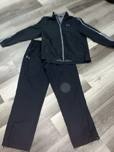Under Armour Men’s Large Jacket Pants Combo Black Windbreaker Workout Gym Loose - Picture 1 of 3