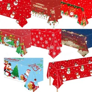 Plastic Disposable Tablecloths Snowman Snowflake Table Cover Christmas - Picture 1 of 20