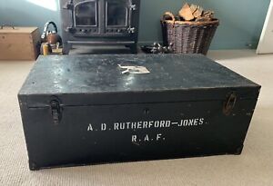 Vintage Retro Royal Air Force RAF  Black Metal Trunk Chest Table