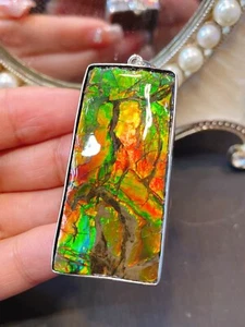 Natural Color Fossil Conch Crystals Quartz 925ag Alloys Inlay Reiki Pendant Gift - Picture 1 of 6