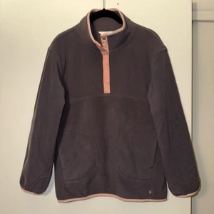 Athleta Girl Quarter Button Fleece Dusty Purple Pink Size XL EUC - Picture 1 of 13