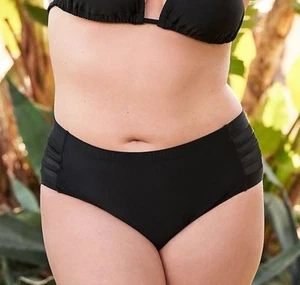 $45 TORRID (5-5X 28) SEXY Black Mid Rise Strappy Sides Swim Bottom Mesh Insets - Picture 1 of 3