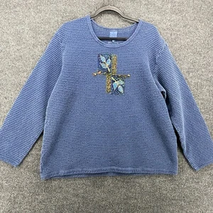 Focus Casual Life Pullover Large blau Rundhals Struktur Tunika kastig Waffelstrick - Bild 1 von 9