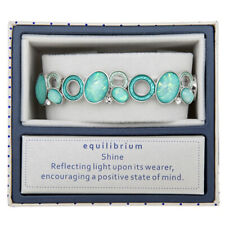 Equilibrium COOL MINT GREEN Textured Oval Circles Moonstone Elasticated Bracelet