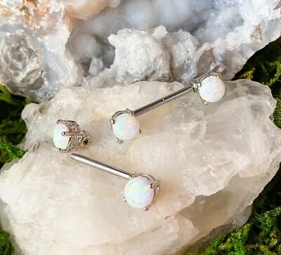 ПАРА Синтетических Опаловых Колец для Сосков Щиты Штанги Ювелирные Изделия для Пирсинга Тела - Изображение 1 из 4