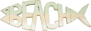 Wood Fish w/Cut-Out Beach~Wall Art/Sign/Shabby Cottage Chic/Nautical/House/Ocean - Picture 1 of 1