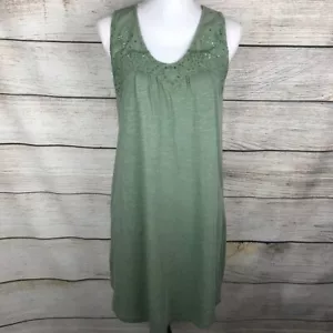 Abito Lucky Brand verde con occhielli ricamati senza maniche casual estivo spiaggia XS nuovo con etichette - Foto 1 di 6