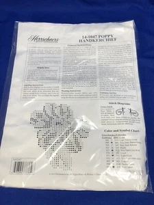 Herrschners Handkerchief Stamped Cross Stitch Embroidery Poppy 14-1047 - Picture 1 of 5