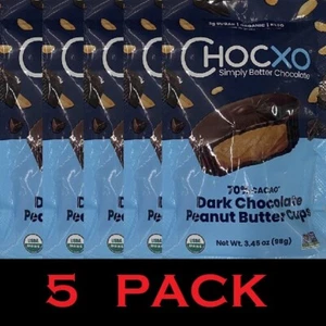 5x Chocxo USDA ORGANIC 70% CACAO Dark Chocolate Peanut Butter Cups 3.4 oz 5 PACK - Picture 1 of 3