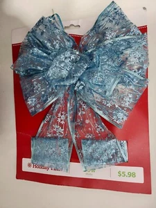 Grande Nastro Filo Glitter Teal 26" Coda Natale Larghezza 11" - Foto 1 di 5
