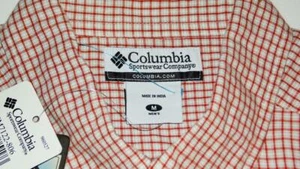 Camisa Columbia Para Hombres Thunder Basin Cuadros Terra Cotta Roja y Blanca SS Mediana Nueva - Imagen 1 de 10