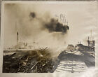 Vintage Press Photo Photograph 1941 New Jersey Waterfront Fire  14x11 Inches