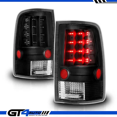 For 2009-18 Dodge Ram 1500 10-2018 Ram 2500 3500 Black LED Brake Tail Light Pair - Image 1 of 4