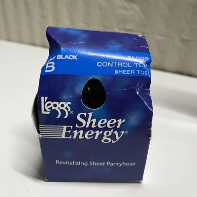 Meia-calça L'eggs Sheer Energy Control tamanho B média preta jato - Imagem 1 de 2