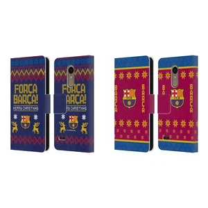OFFICIAL FC BARCELONA CHRISTMAS JUMPER LEATHER BOOK WALLET CASE FOR LG PHONES 1 - Picture 1 of 7