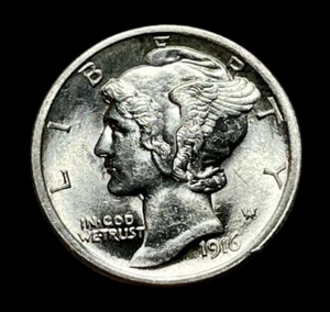 1916-P FSB Mercury Dime FDC - Bande complete non circolate - Foto 1 di 4