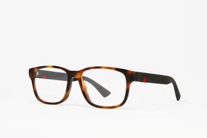 Gucci men's Eyeglasses GG0011O 002 Havana Brown Transparent 53mm 100% Authentic - Picture 1 of 6