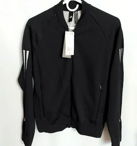 Chaqueta de pista de bombardero tejida talla pequeña negra a rayas con cremallera completa nueva con etiquetas - Imagen 1 de 8
