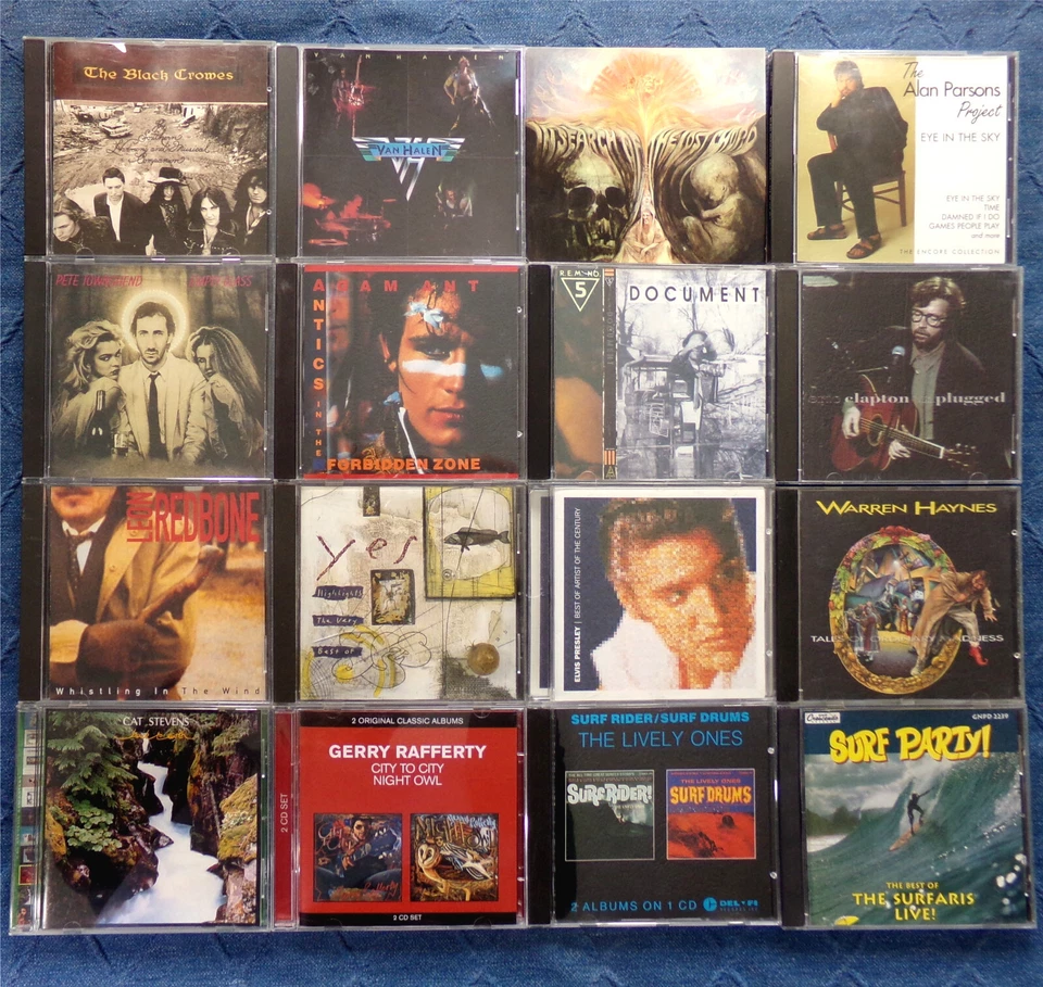 16 CD LOT: Classic Rock Mix, Crowes Van Halen REM Yes Elvis Surf Clapton Ant Etc - Image 1 of 4