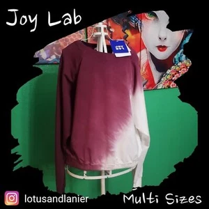 Joy Lab Burgundy/ White Cropped Fit Sweatshirt Multi Sizes XS & Small - Picture 1 of 7