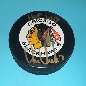 CHRIS CHELIOS Signed Chicago BLACKHAWKS Official GAME Puck Beckett BAS w/ HOF - Picture 1 of 3