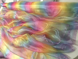 RAINBOW ORGANZA VOILE THEATRE CHILDRENS FABRIC MATERIAL 150 cm wide per Metre - Picture 1 of 1