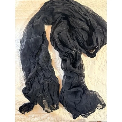 Bufanda envolvente de noche adornada negra transparente caprichosa gótica glamour vacaciones Foto 1 de 4