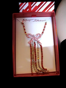 Betsey Johnson Zuckerstange Schleife Halskette - Bild 1 von 3