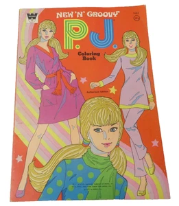 Used New ‘N’ Groovy PJ Coloring Book Authorized Edition 1971 Mattel Whitman 1662 - Picture 1 of 13