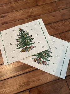 Spode Christmas Tree Placemats set of 2 fabric placemats Holiday Santa - Picture 1 of 8
