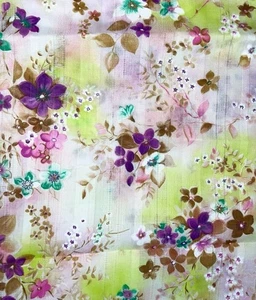 VINTAGE 1960s FLOWER POWER FABRIC YARDS HIPPIE MOD WHIMSICAL SHABBY CHIC 125x45 - Picture 1 of 13