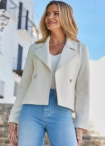 Sosandar Cream Formal Double Breasted Summer Jacket (ccn9) - Picture 1 of 3