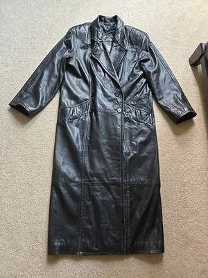 Michael Hoban North Beach Leather Jacket Womens 3/4 Black Long Sleeve Coat - Image 1 of 4