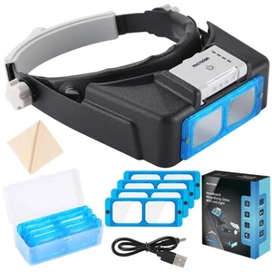 Headband Magnifying Glass with Light, Rechargeable Magnifying Glasses for Clo... - Bild 1 von 7