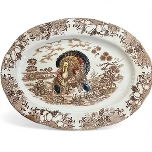 Transfer Ware Türkei Thanksgiving Servierplatte 16” x 12” Hergestellt in Japan Keramik - Bild 1 von 11