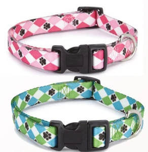 Casual Canine Pooch Pattern Argyle Nylon Dog Collar - Picture 1 of 1